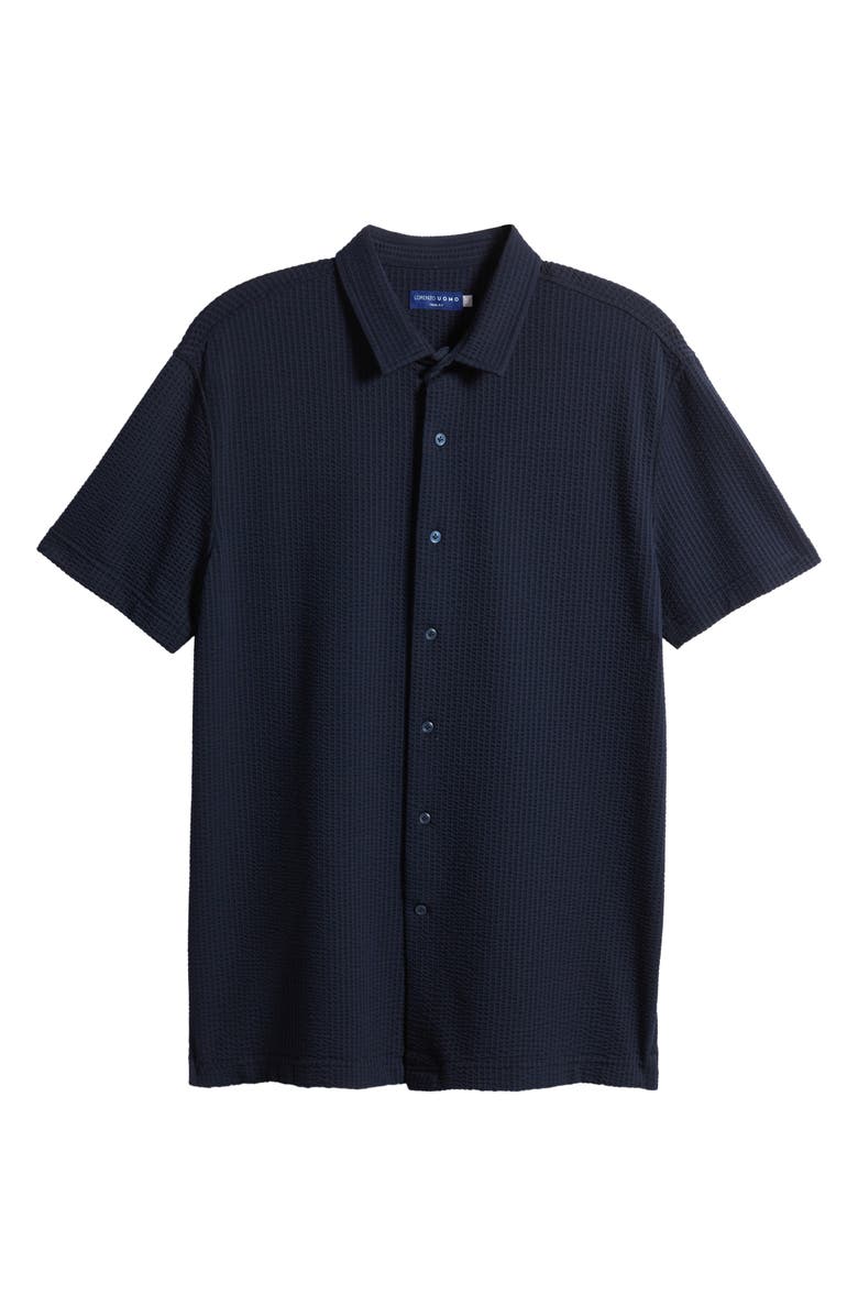 Lorenzo Uomo Short Sleeve Cotton Blend Seersucker Button-Up Shirt, Alternate, color, 