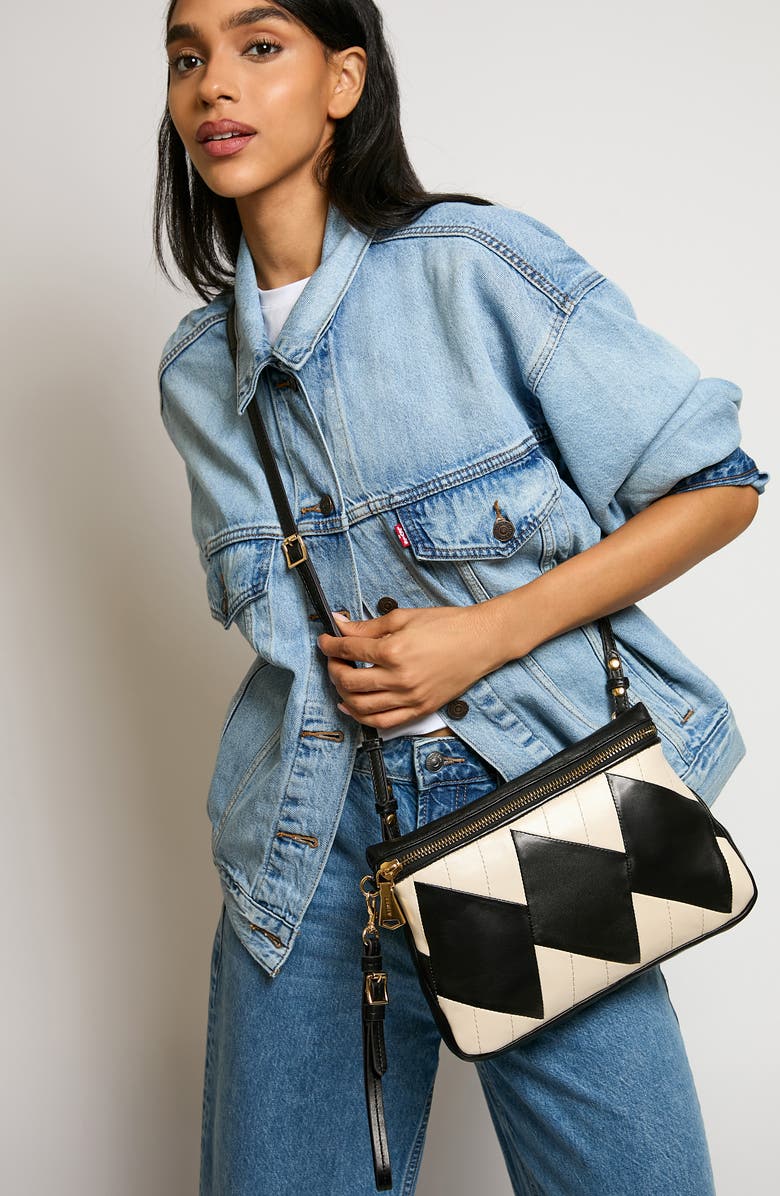 AIMEE Gramercy Novelty Leather Crossbody Bag, Alternate, color, Black White Diamond