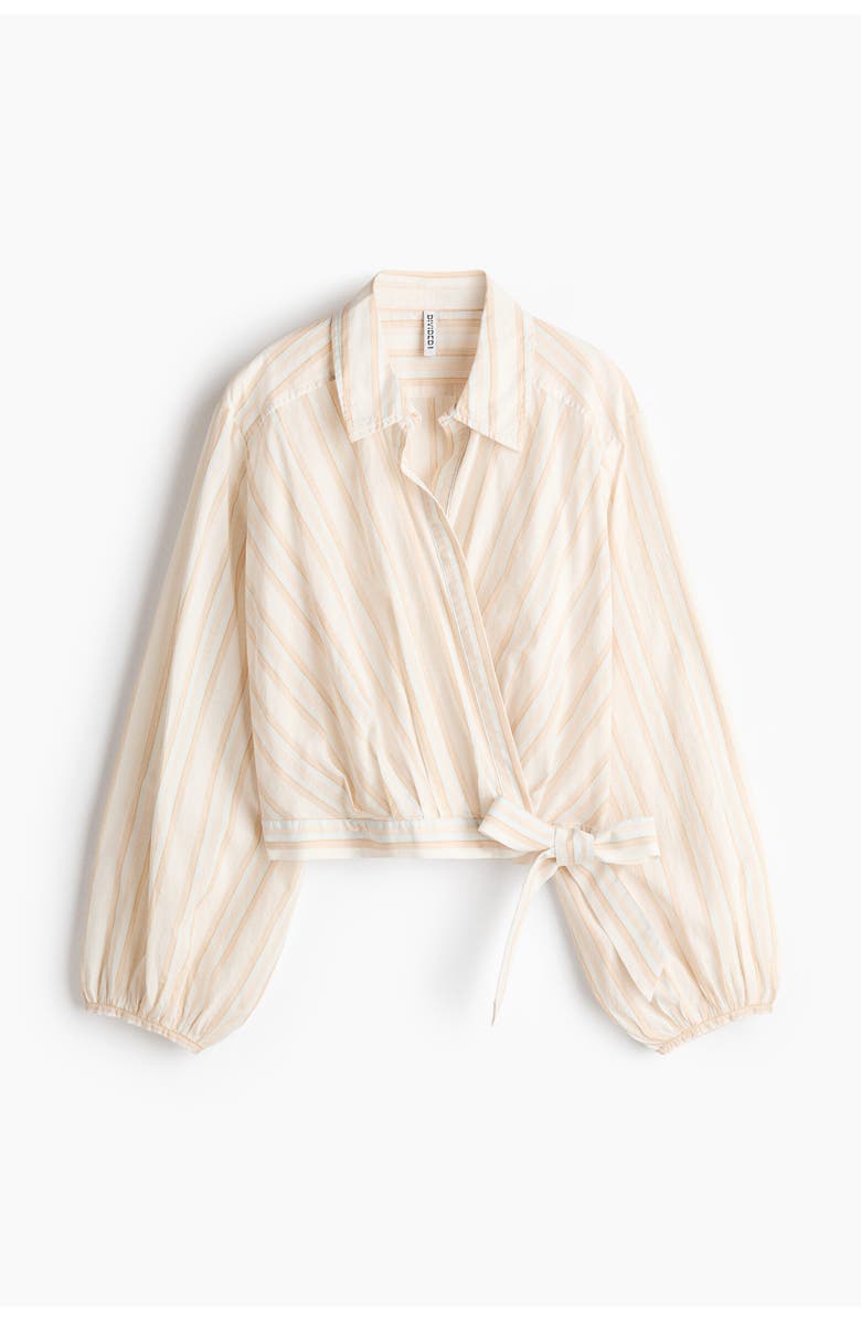 H&M Cotton Wrap Shirt, Main, color, Cream/Striped