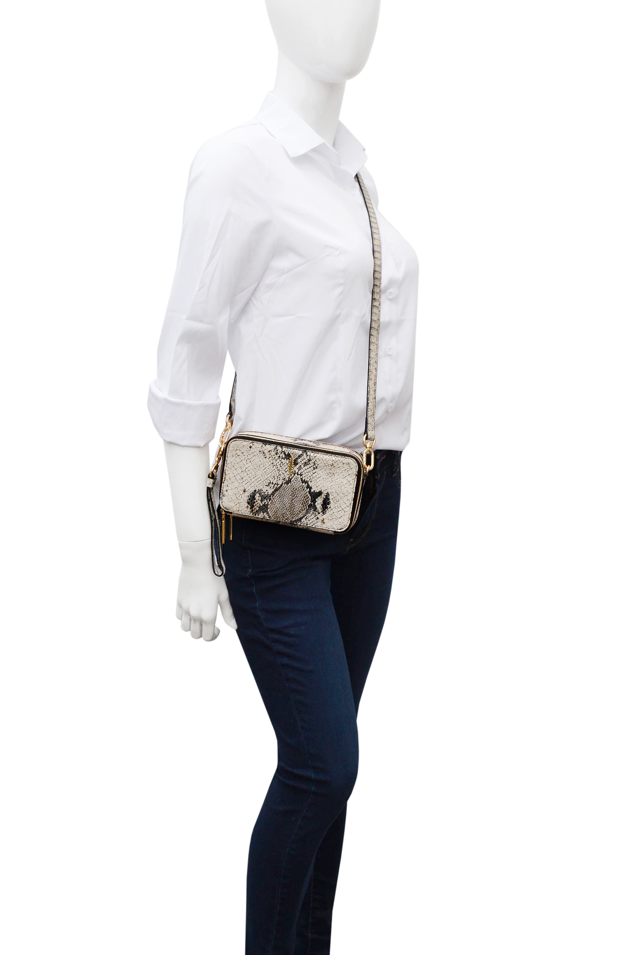 Thacker Ronnie Snakeskin Embossed Leather Crossbody Bag, Alternate, color, 