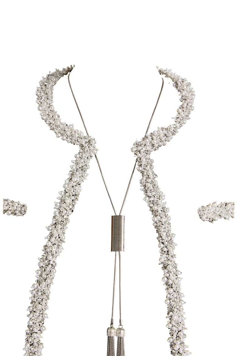 Long Brass Tassel Necklace, Alternate, color, Silver