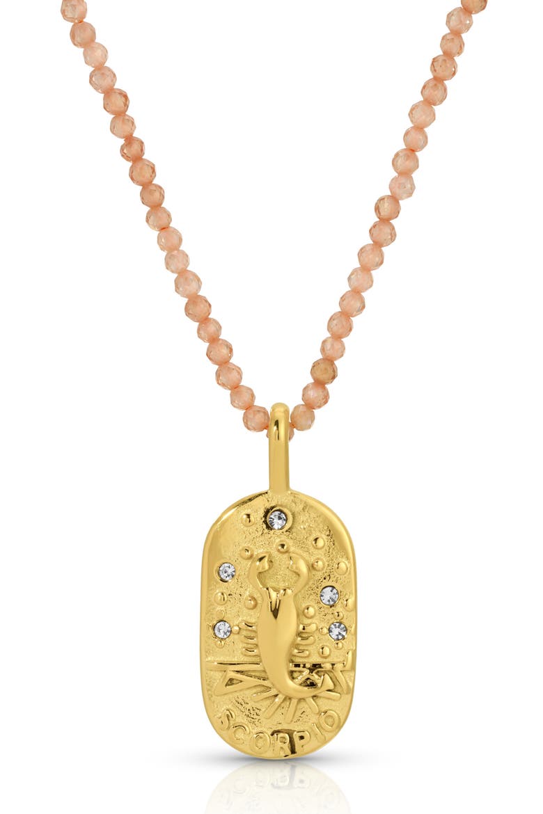 Sunrise Zodiac Pendant Necklace, Main, color, GOLD/PEACH SCORPIO
