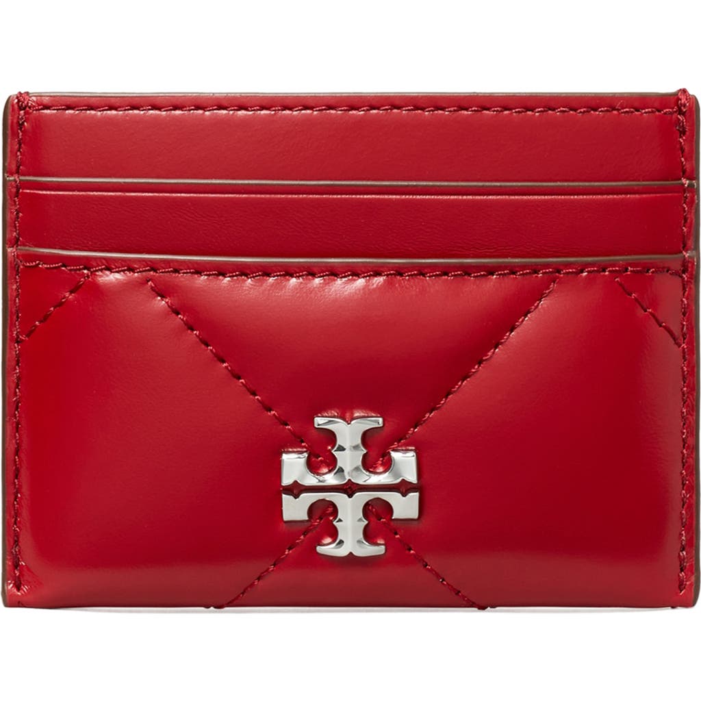 Tory Burch Kira Diamond Quilted Leather Card Case In Red