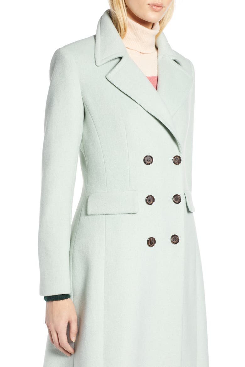 x Atlantic-Pacific Double Breasted Long Coat, Alternate, color, GREEN FROZEN