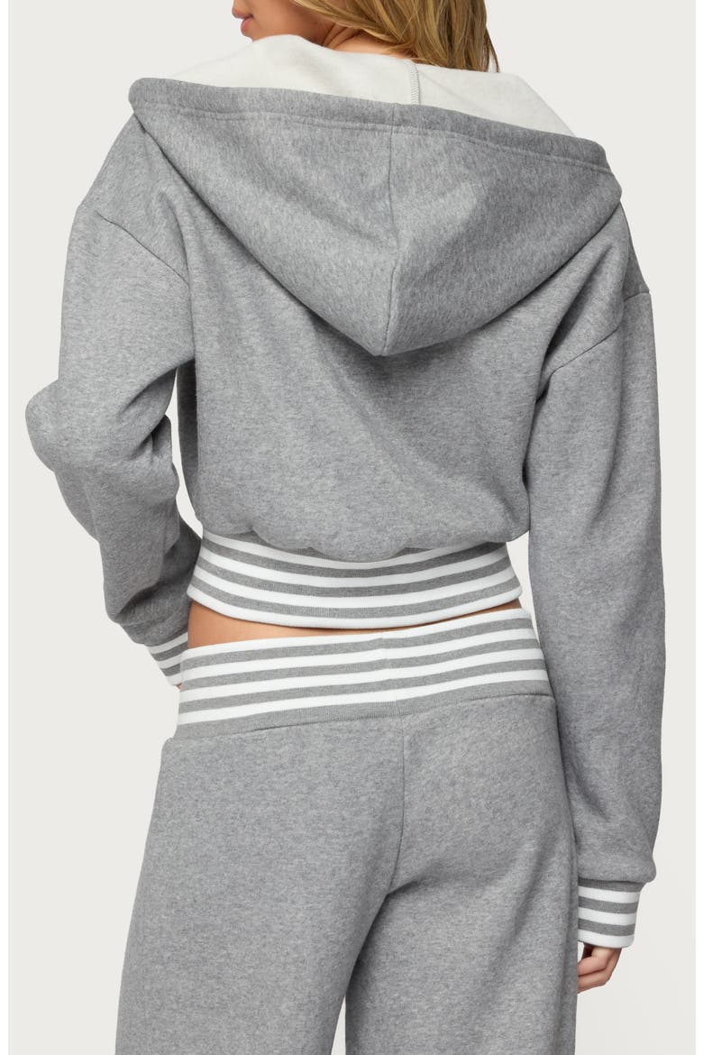 Eloura Stripe Detail Zip-Up Hoodie, Alternate, color, GRAY-MELANGE