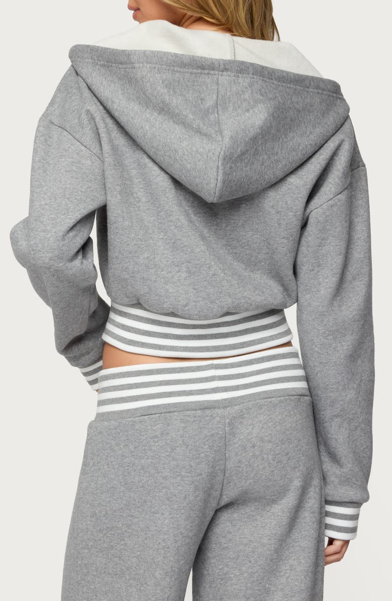 EDIKTED Eloura Stripe Detail Zip-Up Hoodie, Alternate, color, Gray-Melange