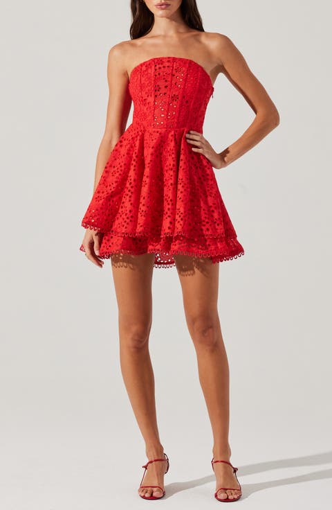 Deasia Eyelet Embroidery Strapless Minidress