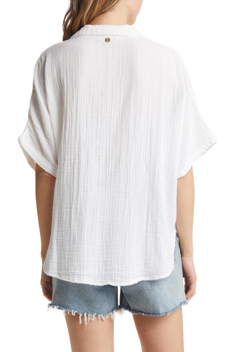Women's Surf Short Sleeve Button-Up Shirt, Alternate, color, WHITE