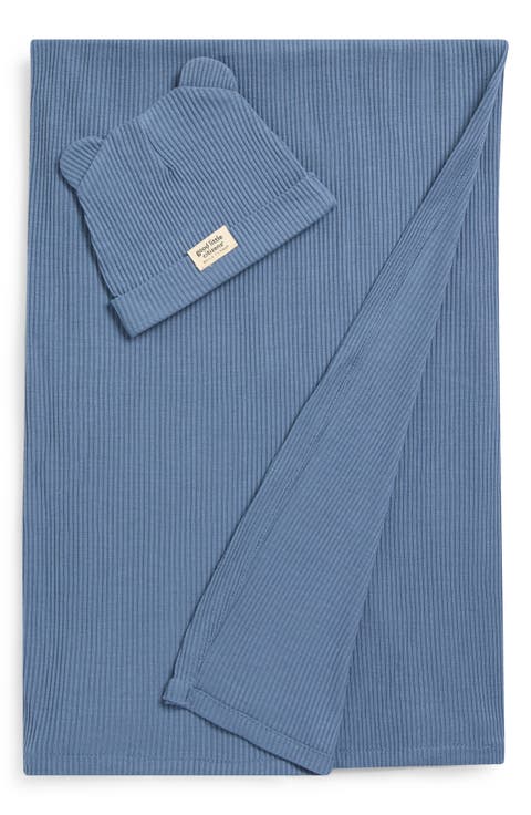 Rib Swaddle Blanket & Hat Set