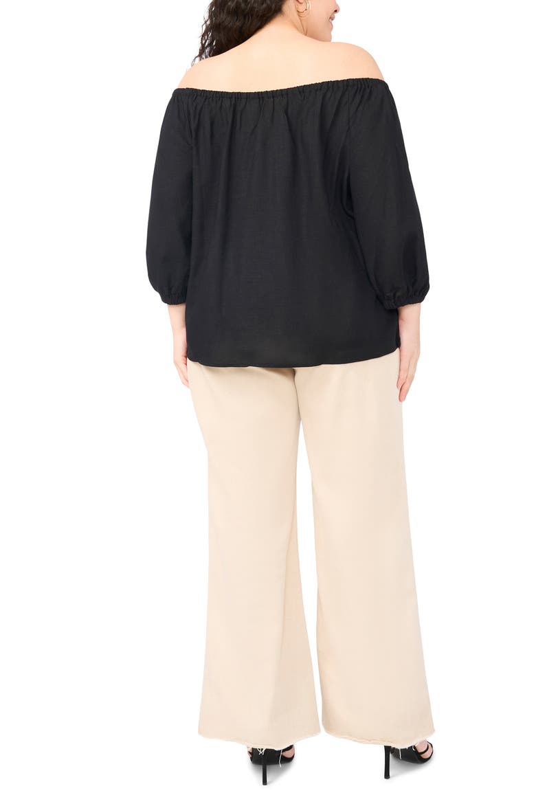 Off the Shoulder Puff Sleeve Top, Alternate, color, RICH BLACK