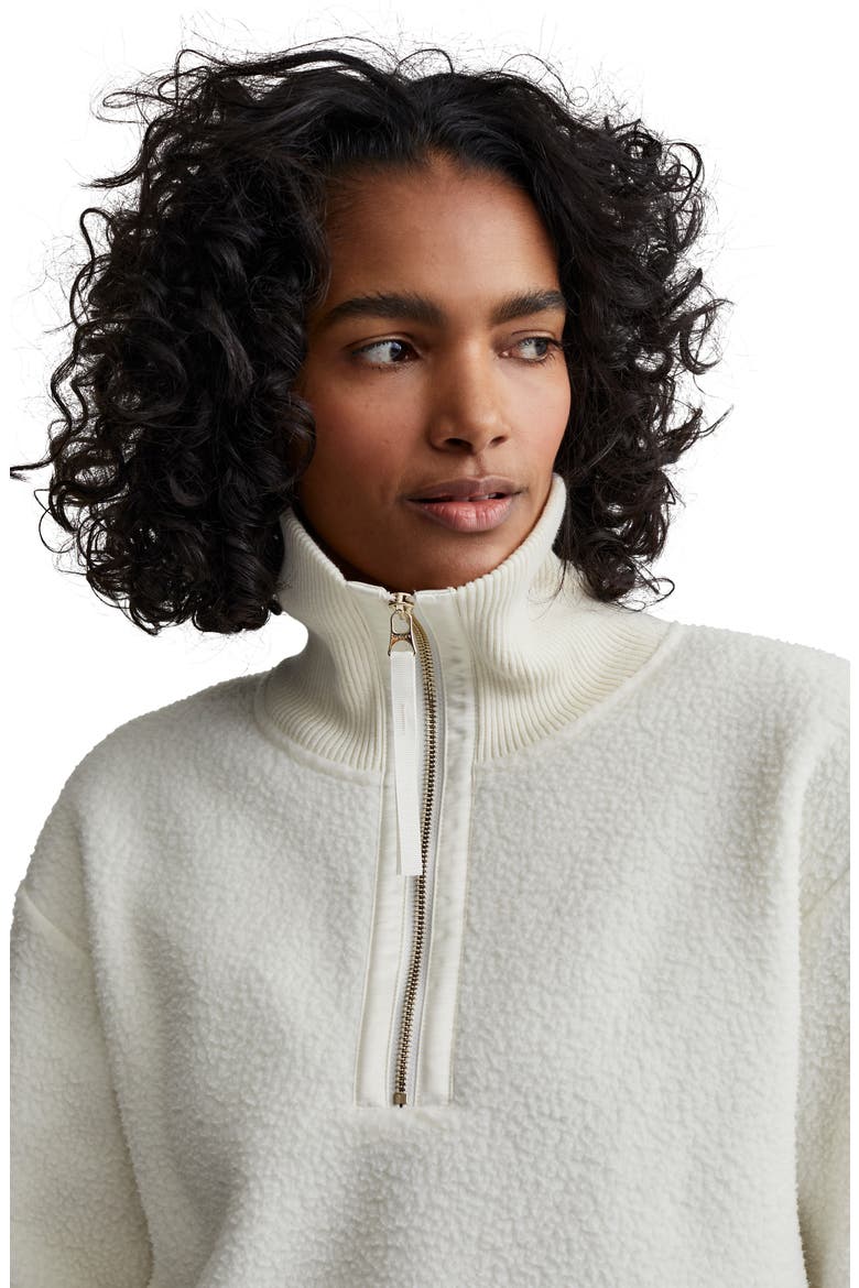 Roselle Recycled Polyester Fleece Half Zip Pullover, Alternate, color, EGRET