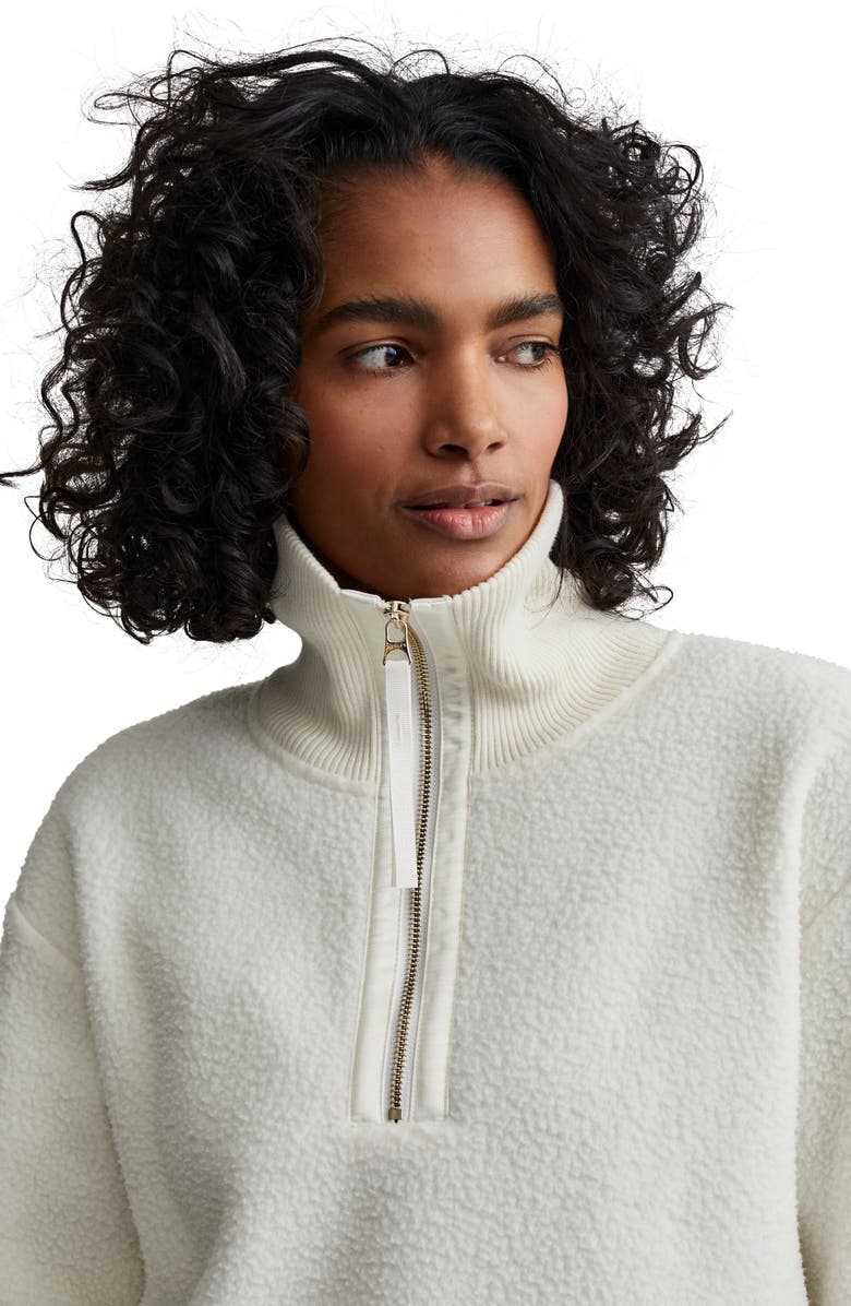 Varley Roselle Recycled Polyester Fleece Half Zip Pullover, Alternate, color, Egret