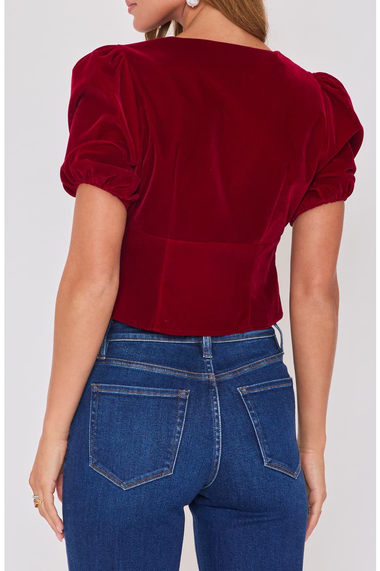 Pretty Please Velvet Tie Front Top, Alternate, color, BURGUNDY