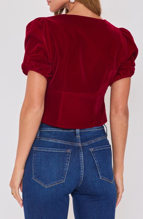 Vici Collection Pretty Please Velvet Tie Front Top In Burgundy