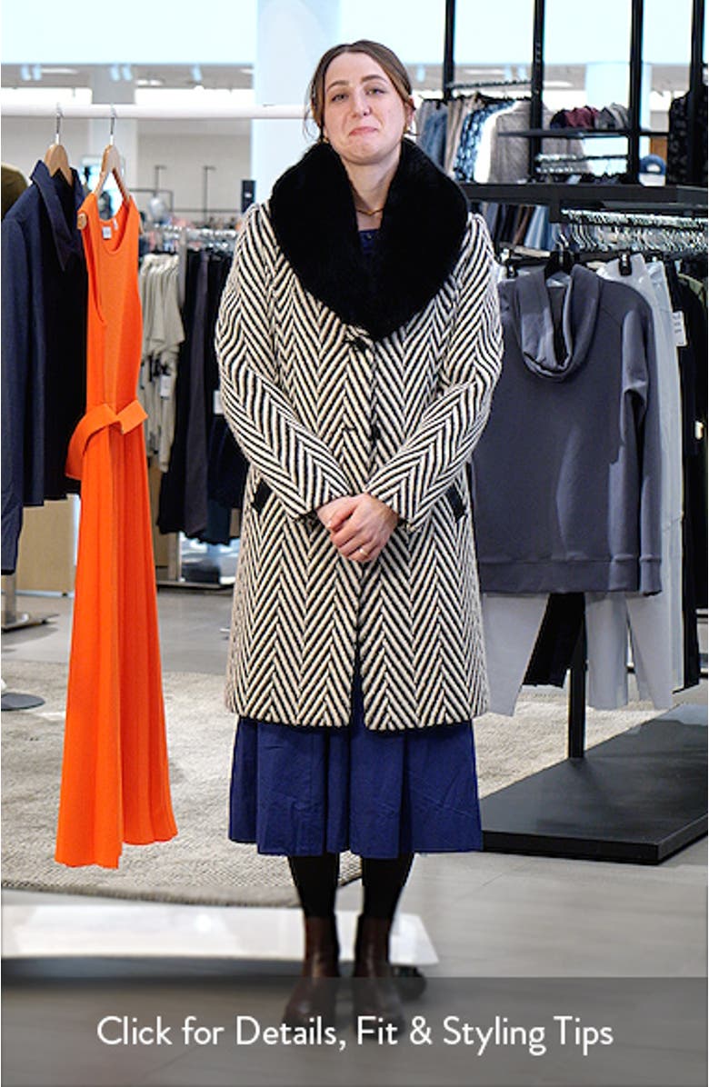 Herringbone Coat with Faux Fur Collar, sales video thumbnail