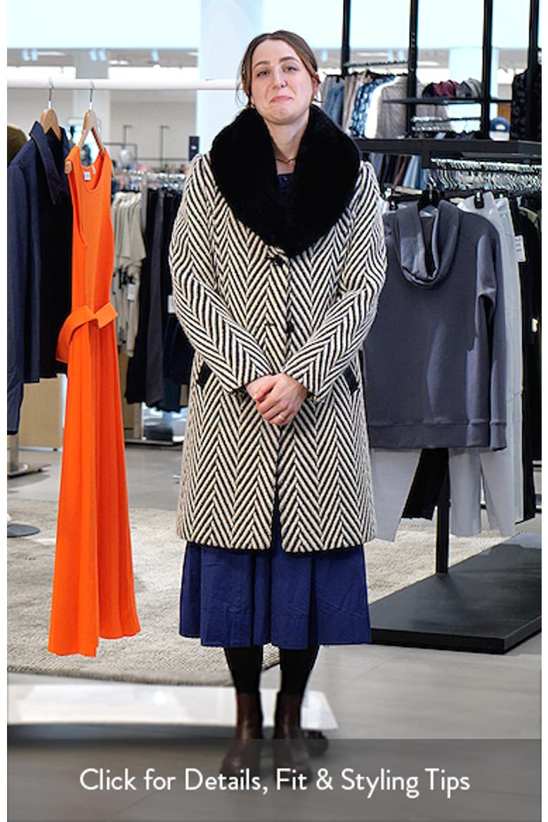 Herringbone Coat with Faux Fur Collar video