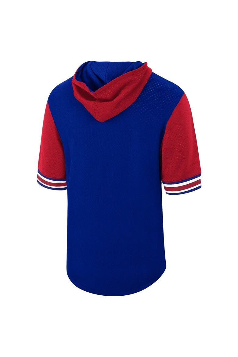 Men's Mitchell & Ness Royal Philadelphia 76ers Hardwood Classics Buzzer Beater Mesh Pullover Hoodie, Alternate, color, Royal