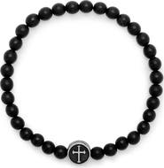 Brook and York Men's Black Agate Bead Bracelet