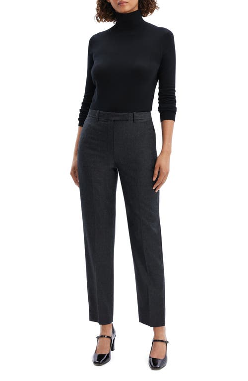Theory Sleek Flannel High Waist Taper Pants In Black