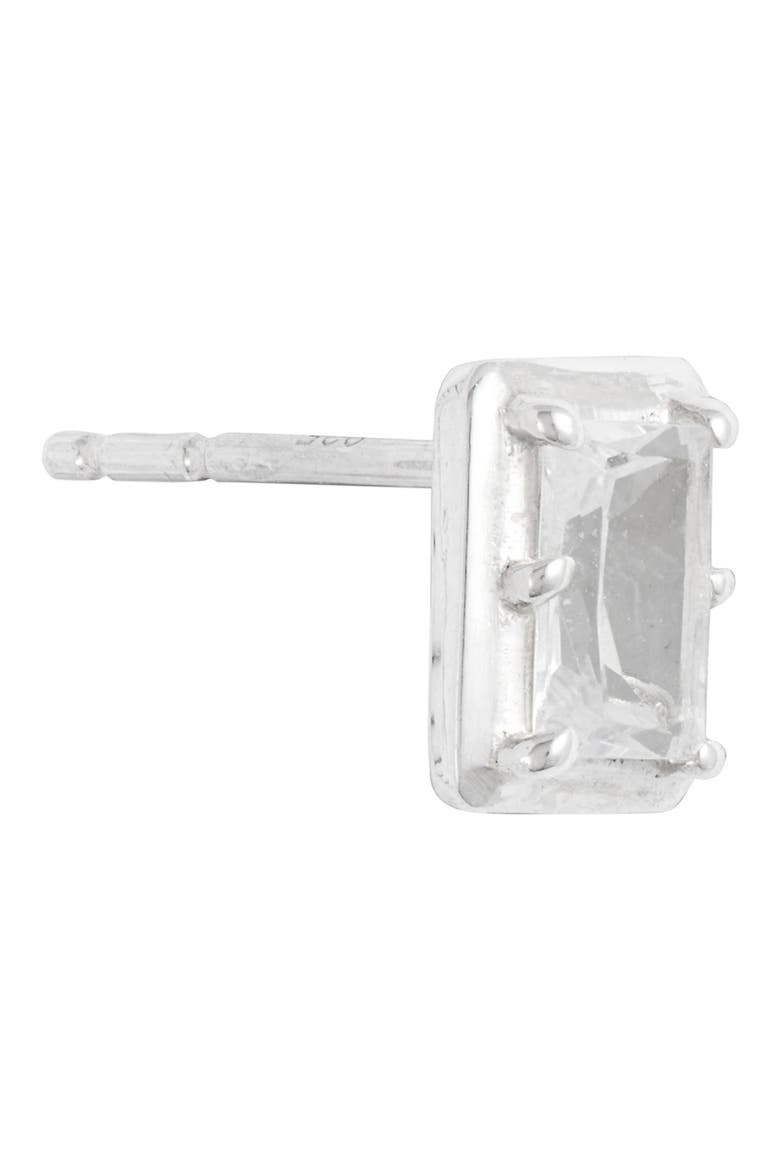 White Topaz Baguette Stud Earrings, Alternate, color, SILVER/ WHITE