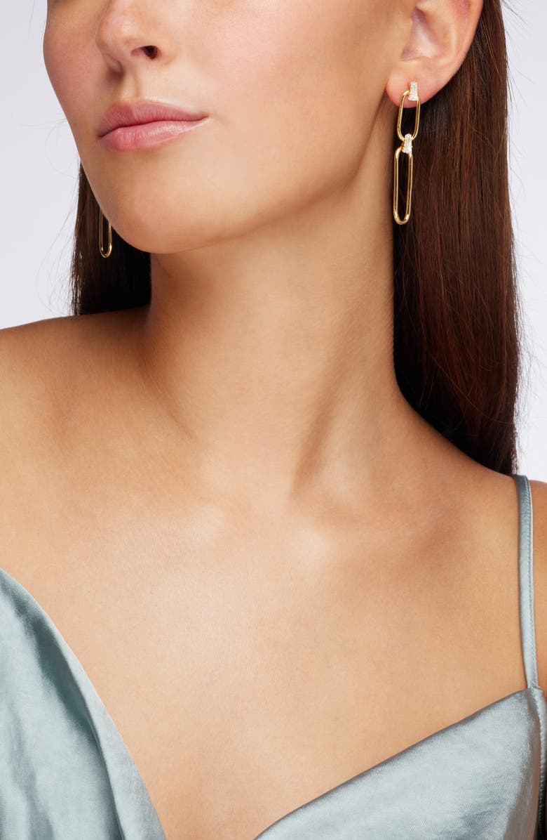 Nordstrom Cubic Zirconia Accent Paper Clip Drop Earrings, Alternate, color,
