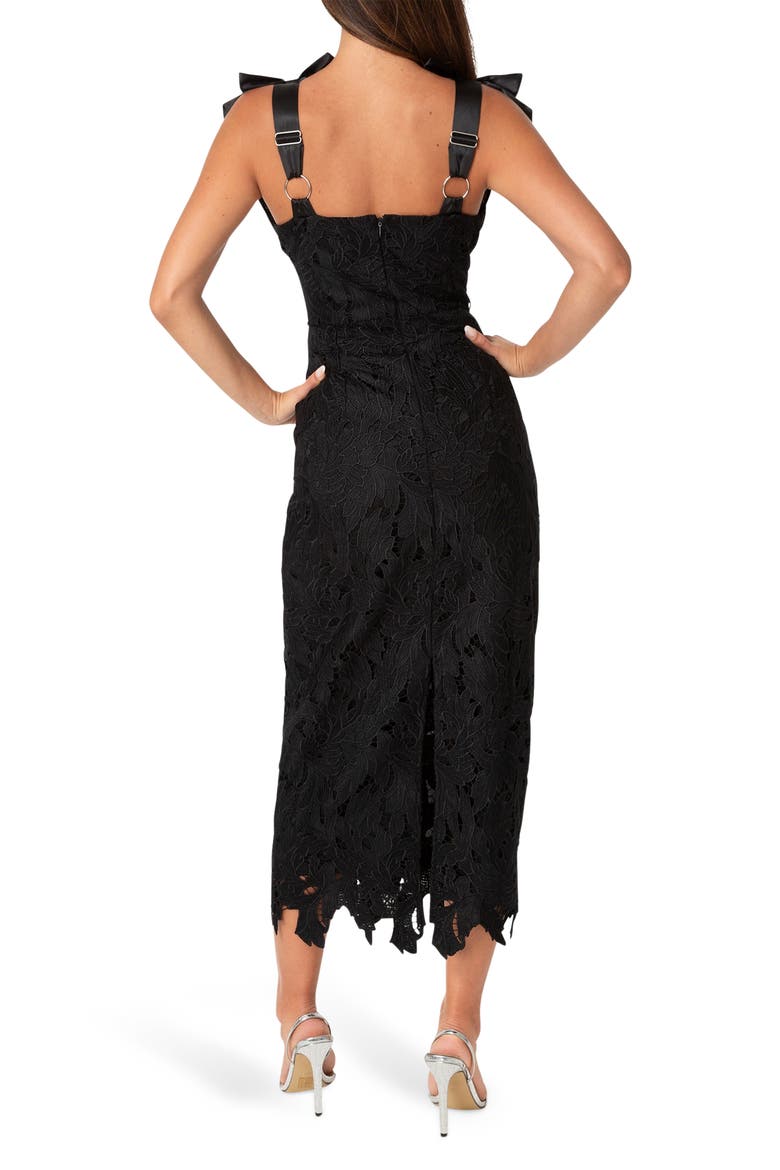 Bow Strap Lace Maxi Dress, Alternate, color, BLACK