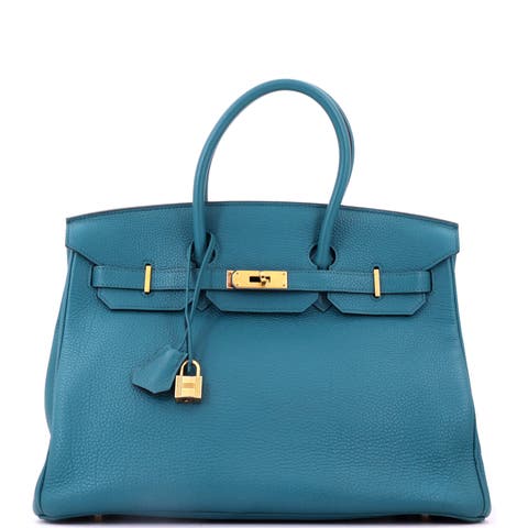 Birkin Handbag Blue Togo with Gold Hardware 35