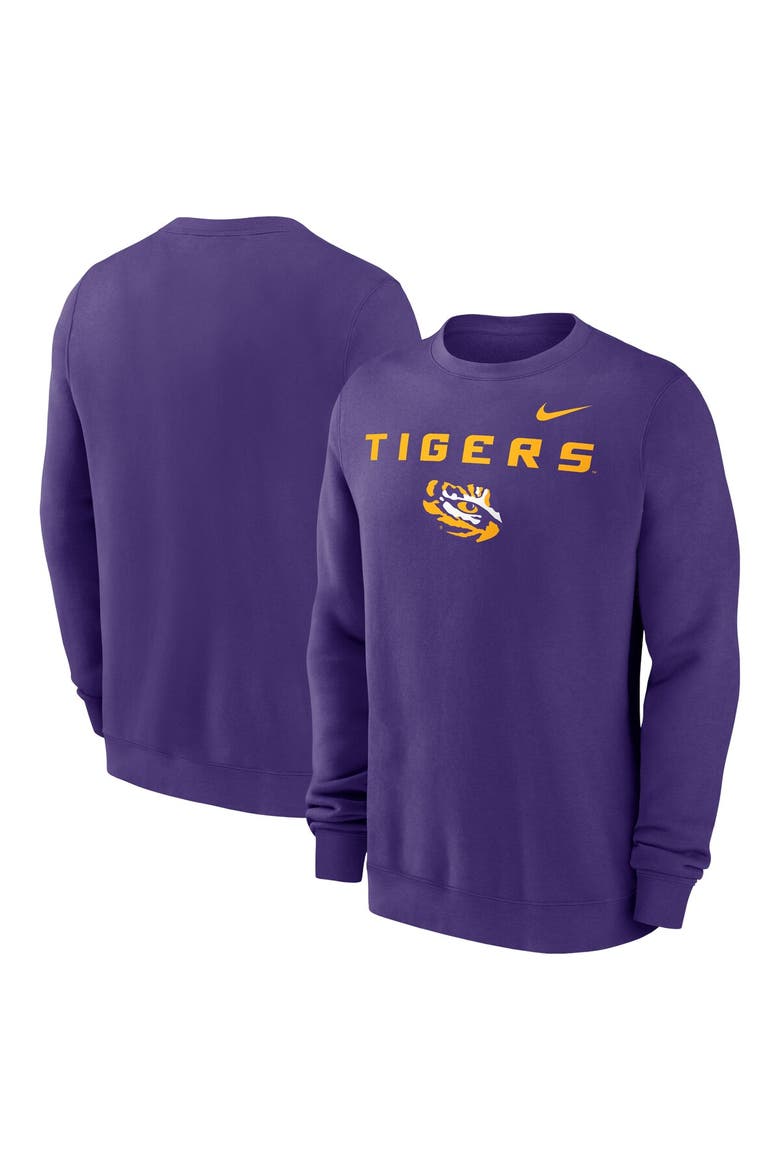 Men's Nike Purple LSU Tigers Primetime Primary Stack Pullover Sweatshirt, Alternate, color, Purple