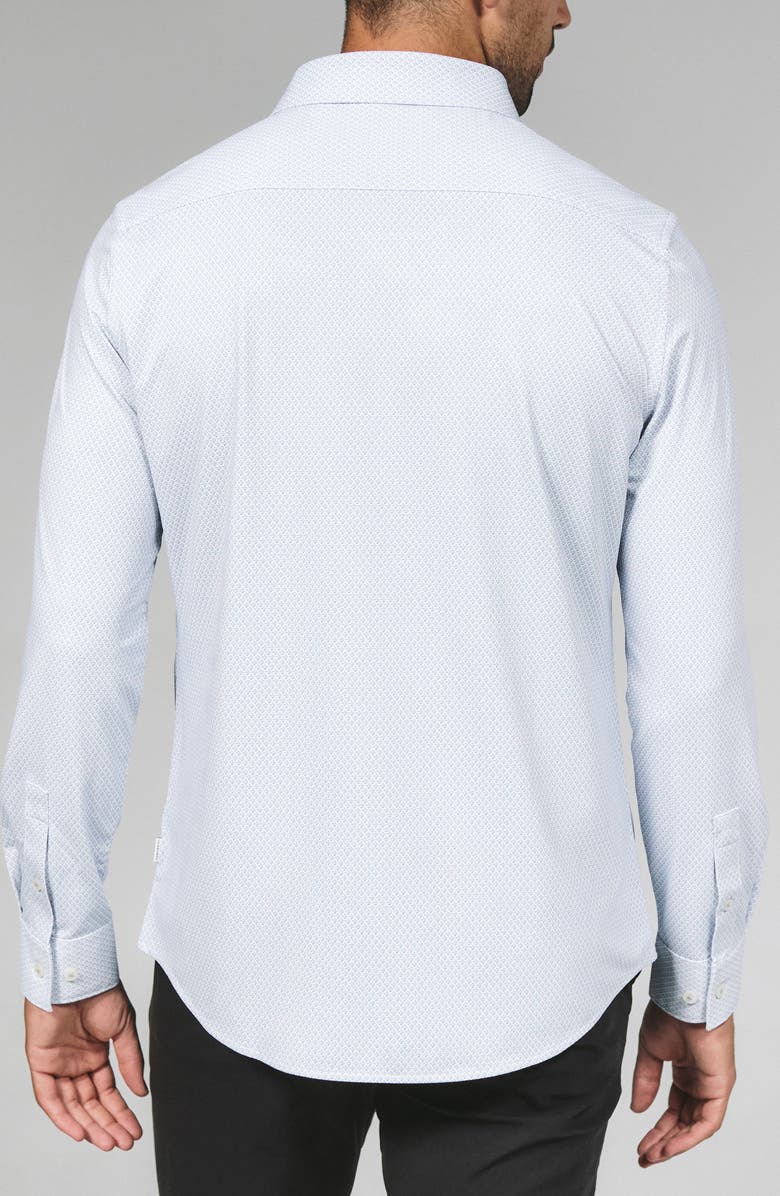 7 Diamonds Layth Geo Print Wrinkle Resistant Performance Button-Up Shirt, Alternate, color, Light Grey