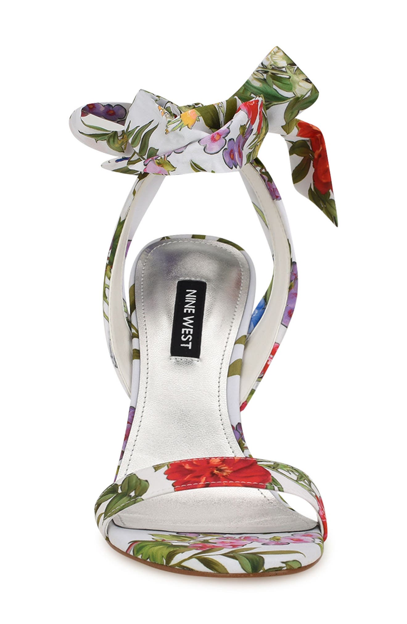 Nine West Kelsie Ankle Tie Sandal, Alternate, color, White Floral Print