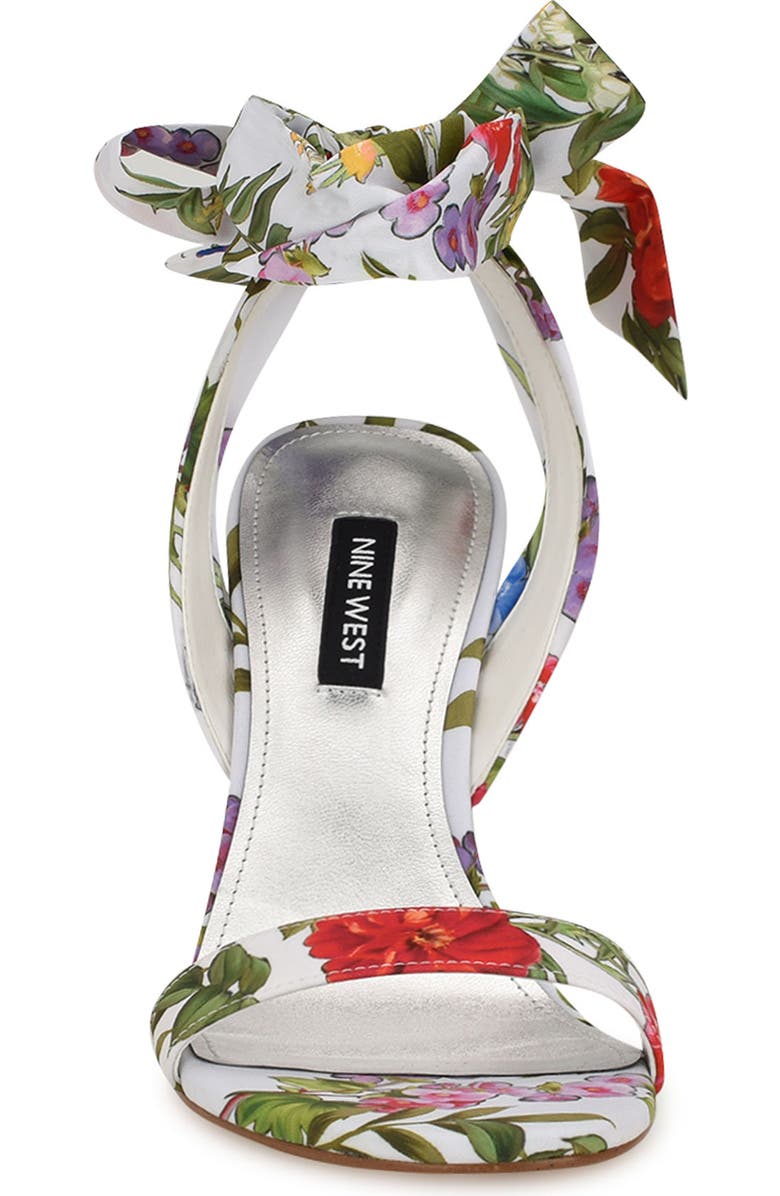 Nine West Kelsie Ankle Tie Sandal, Alternate, color, White Floral Print