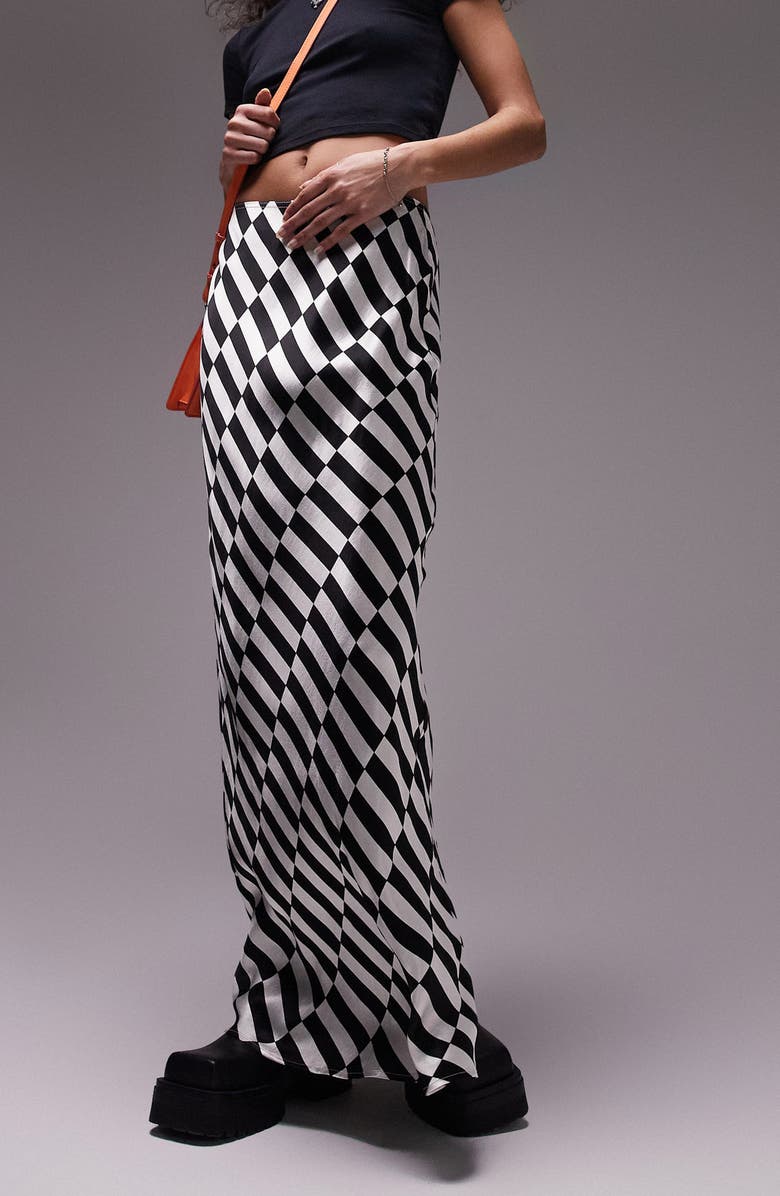 Topshop Checkerboard Maxi Skirt, Main, color, 