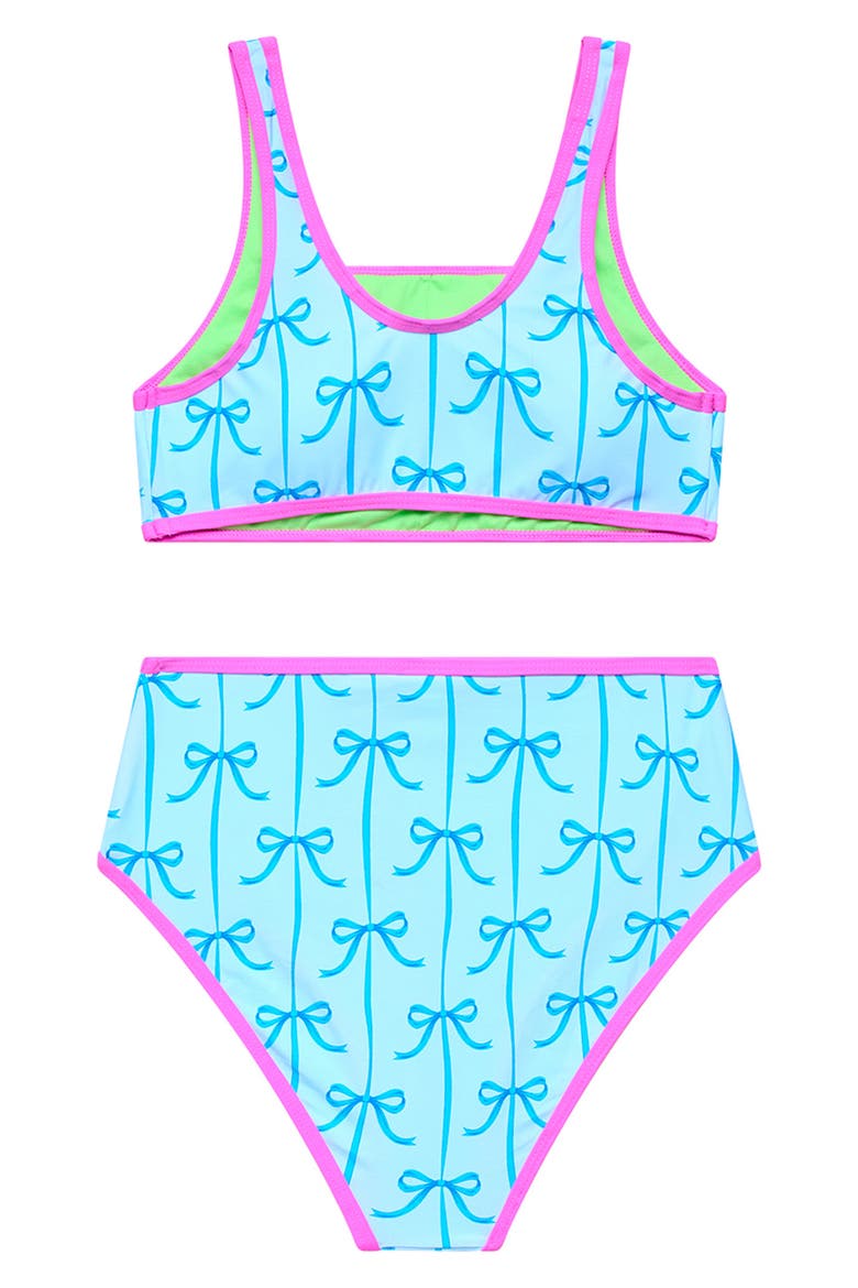 Kids' Contrast Piping Two-Piece Swimsuit, Alternate, color, BLUE