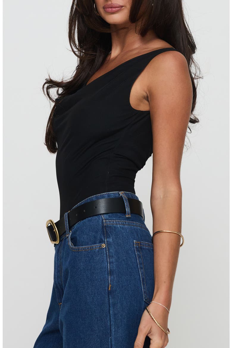 Axton Cowl Neck Bodysuit, Alternate, color, BLACK