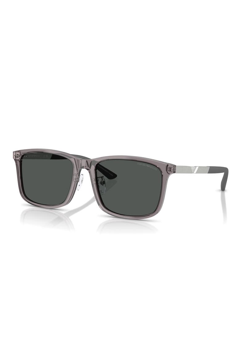 57mm Square Sunglasses, Alternate, color, SHINY GREY / DARK GREY