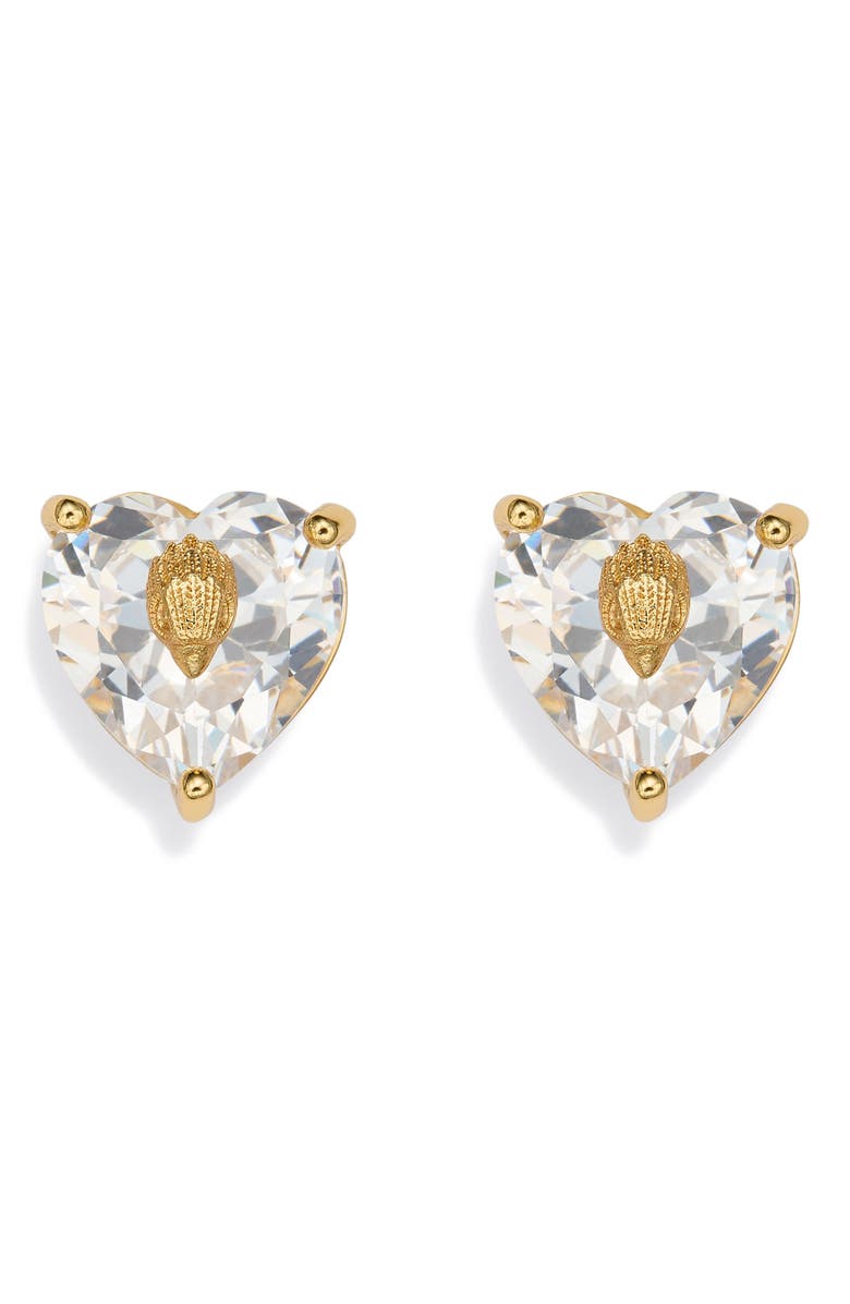 Kurt Geiger London Crystal Heart Stud Earrings, Main, color, Gold/ Crystal