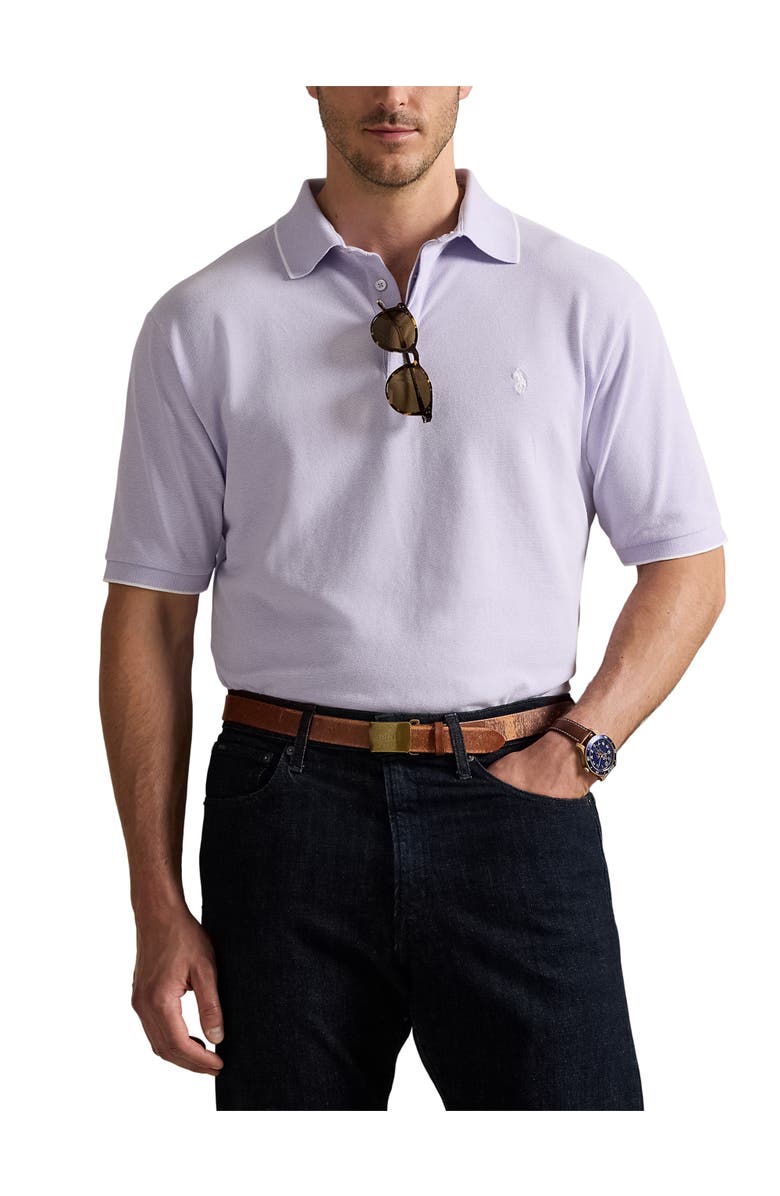Polo Ralph Lauren Big & Tall Stretch Oxford Mesh Polo Shirt, Main, color, Sky Lavender Nd Wht