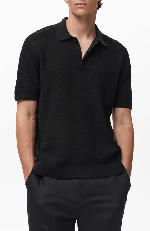 Textured Cotton Blend Polo