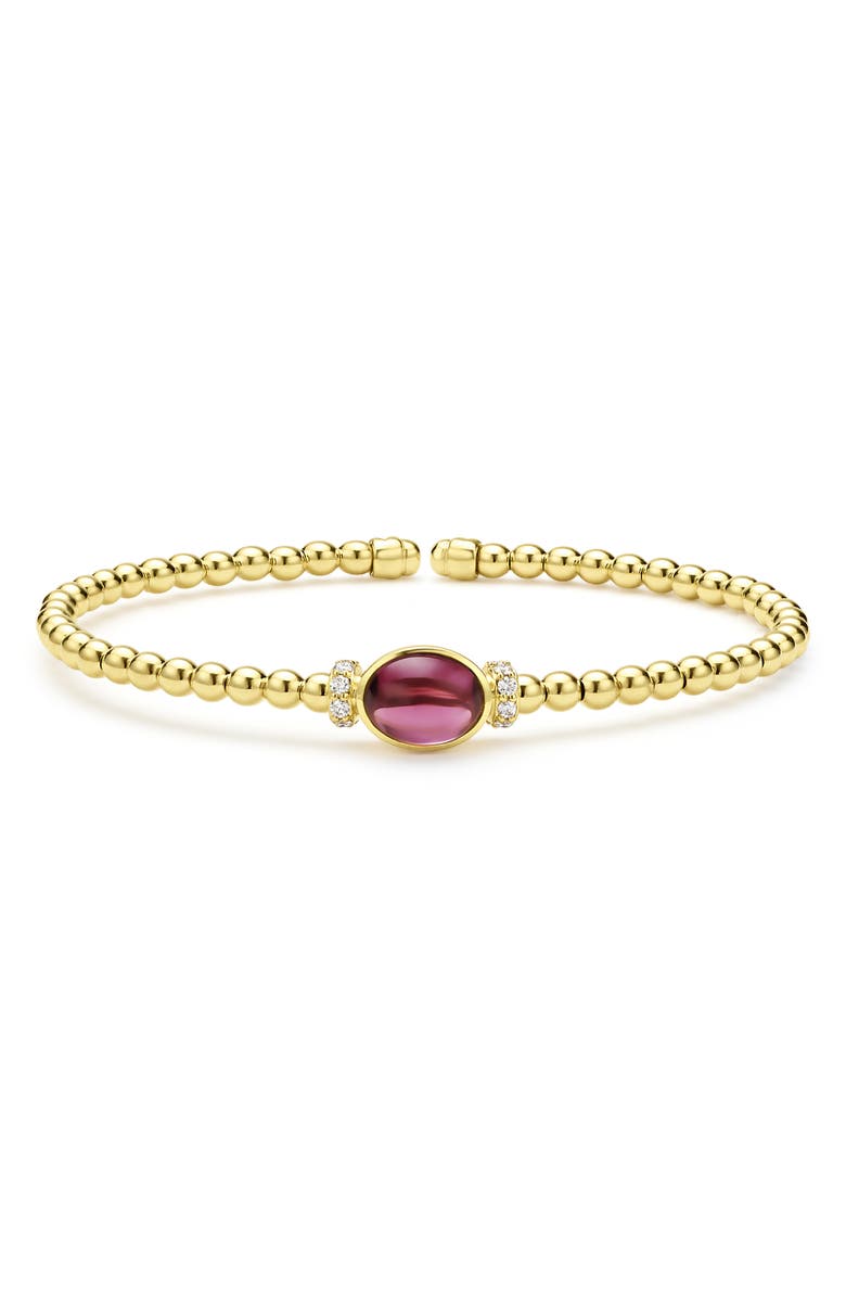LAGOS Rhodolite Garnet & Diamond Caviar Cuff Bracelet, Main, color, Gold