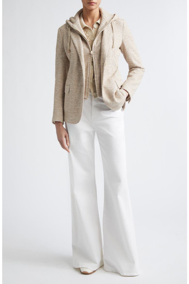 Knit Blazer with Hooded Bib, Alternate, color, TAUPE COGNAC