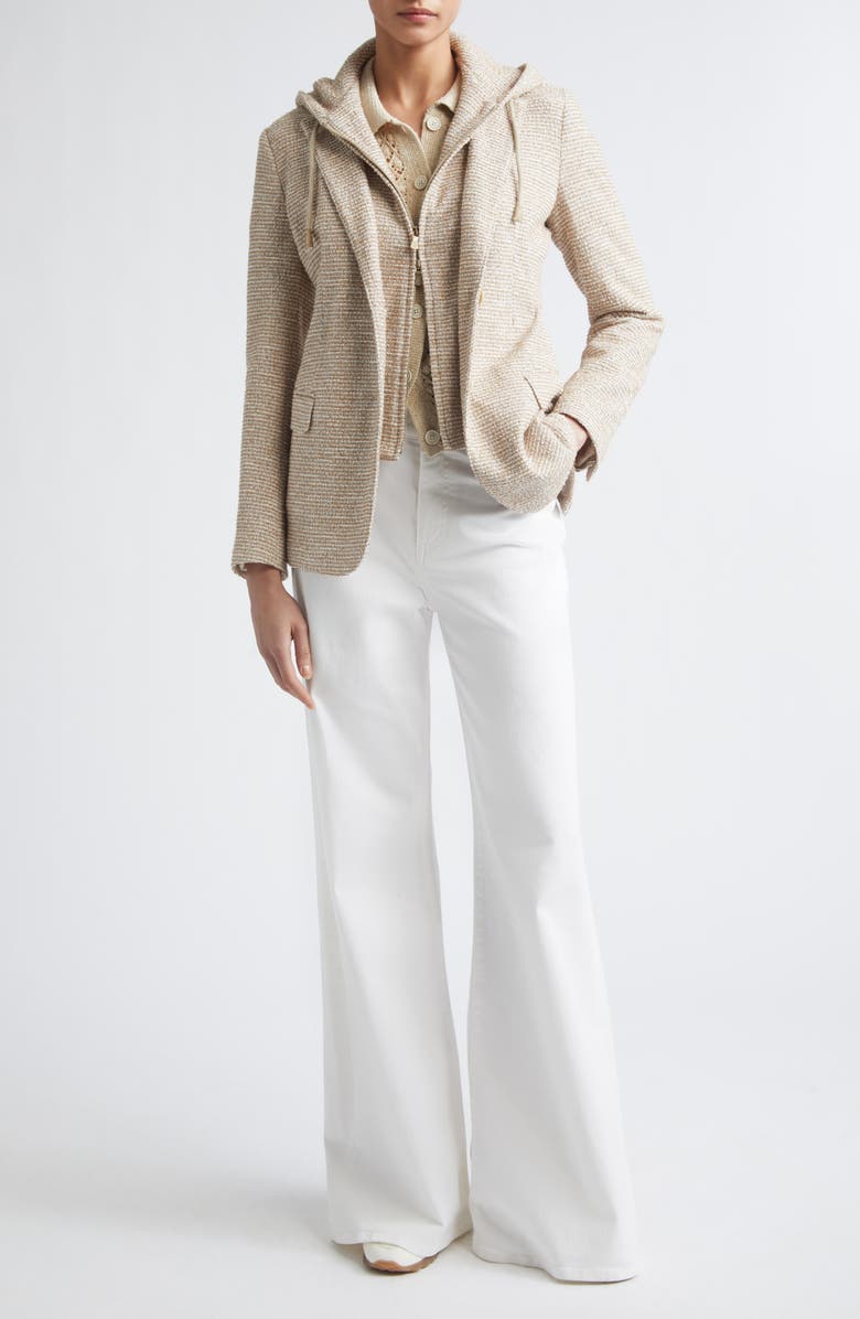 Eleventy Knit Blazer with Hooded Bib, Alternate, color, Taupe Cognac