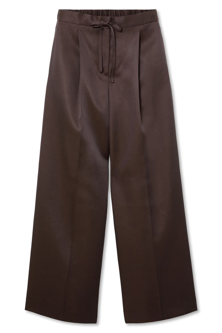 Ellen Satin Drawstring Wide Leg Pants, Alternate, color, BURGUNDY
