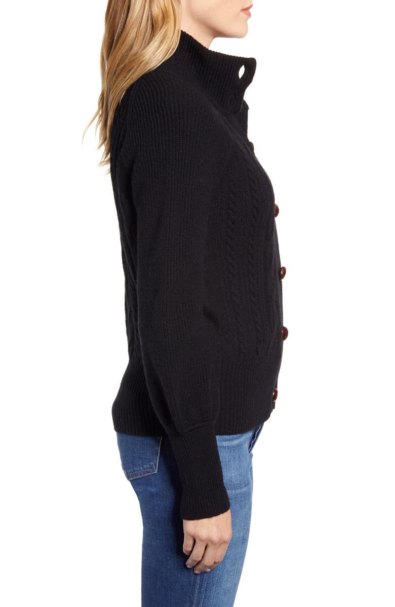 J.Crew Balloon Sleeve Cable Knit Cardigan, Alternate, color, 