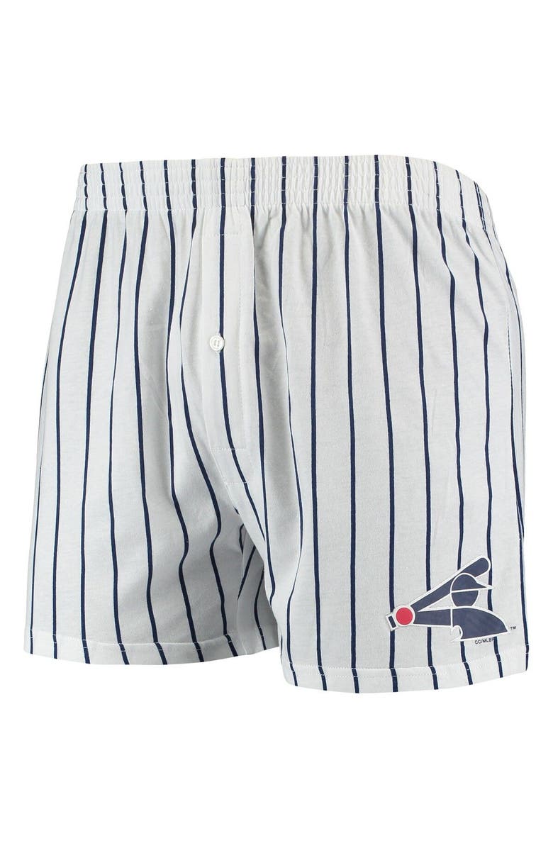 CONCEPTS SPORT Men's Concepts Sport White/Navy Chicago White Sox Vigor Pinstripe Boxer Shorts, Alternate, color, White