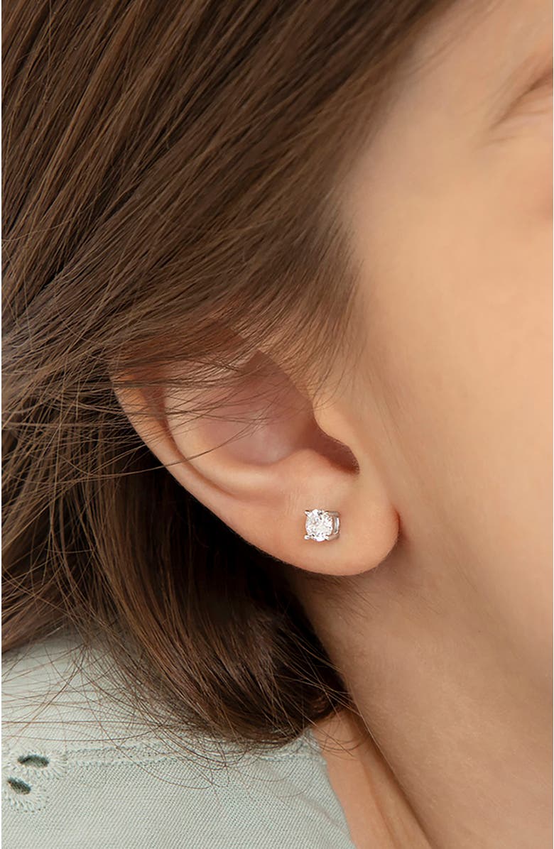 In Season Jewelry Classic Round Solitaire Earrings, Alternate, color, April