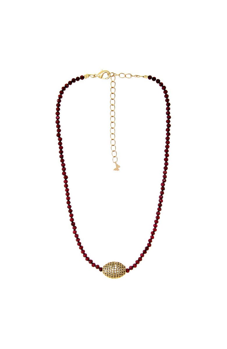 BY ADINA EDEN Colored Glass Bead Pave Roller Charm Choker, Main, color, Gold