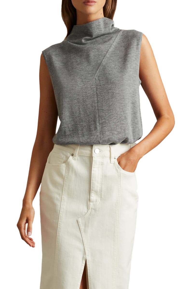 Reiss Harper Funnel Neck Sleeveless Wool Sweater, Main, color, 
