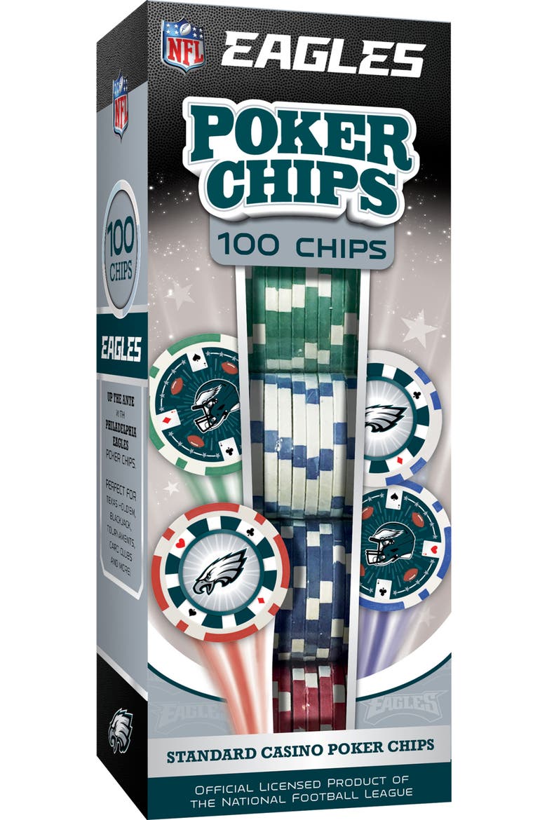Philadelphia Eagles 100pc Poker Chips, Main, color, Multicolor