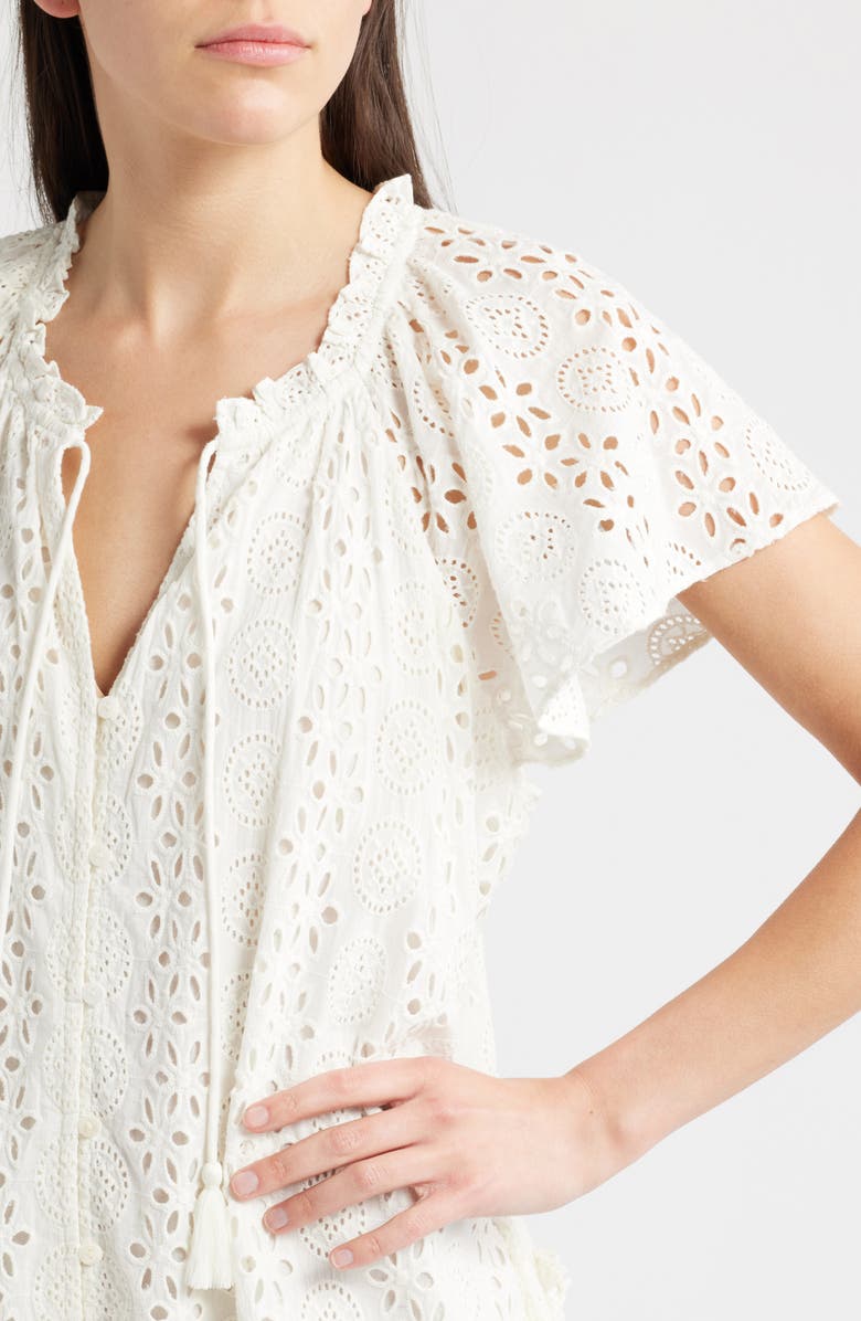 Cleobella Organic Cotton Eyelet Minidress, Alternate, color, Ivory