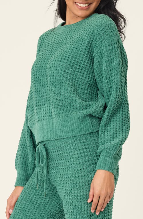 Pj Salvage Chenille Waffle Knit Lounge Sweater In Green